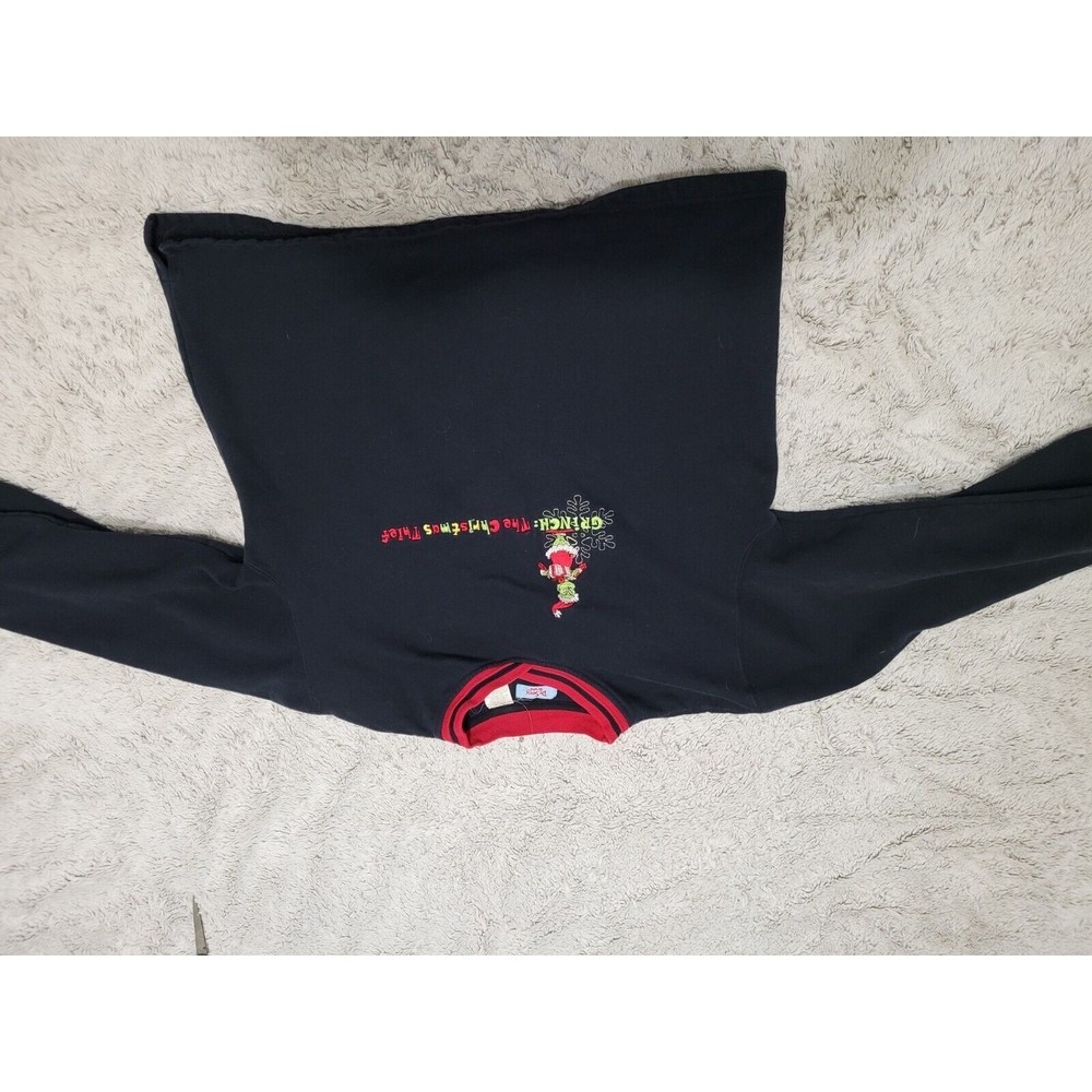 1990 Vintage Dr Suess brand Grinch the Christmas thief black sweatshirt youth XL